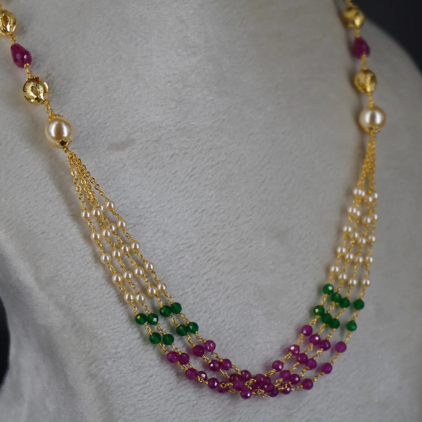 HK0329 Pearls Green & Pink Manula Haram