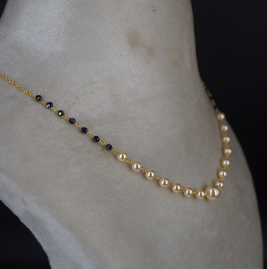 Black and white combination black beads