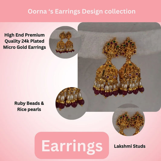 Pearl & Ruby Lakshmi Jhumka Earings Er003
