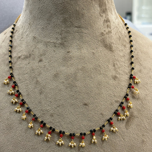 MANGALSUTRA CHAIN WITH CORAL AND PEARL hk0127