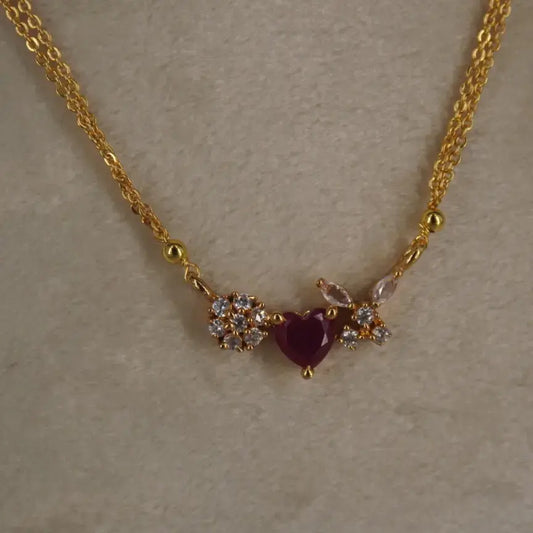 Red Heart Two Line Chain  Hk0419