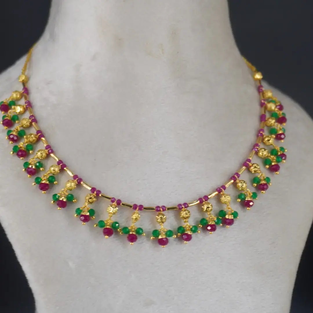 Ruby Emarald Elegent Necklace Earrings Hk0375