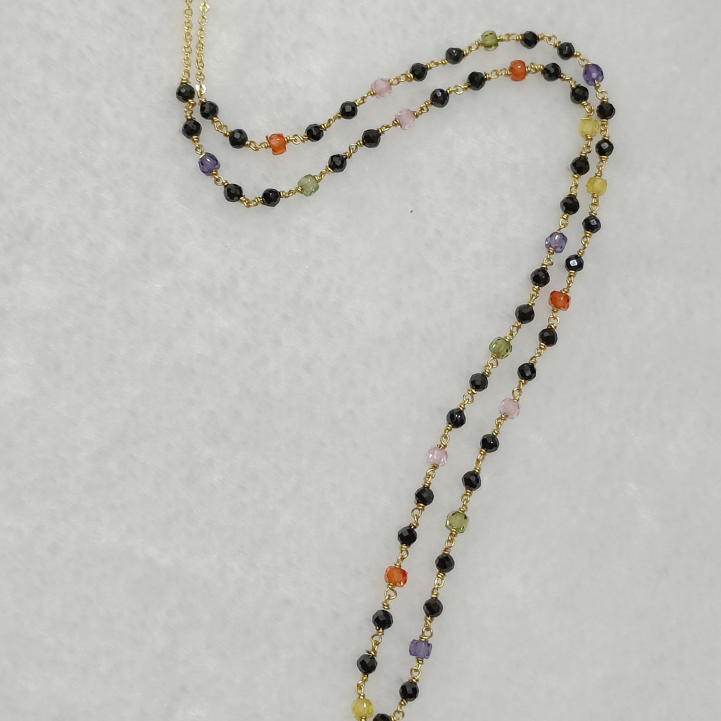HK0041 Black Beads Chain Mixed with Multi Color CZs