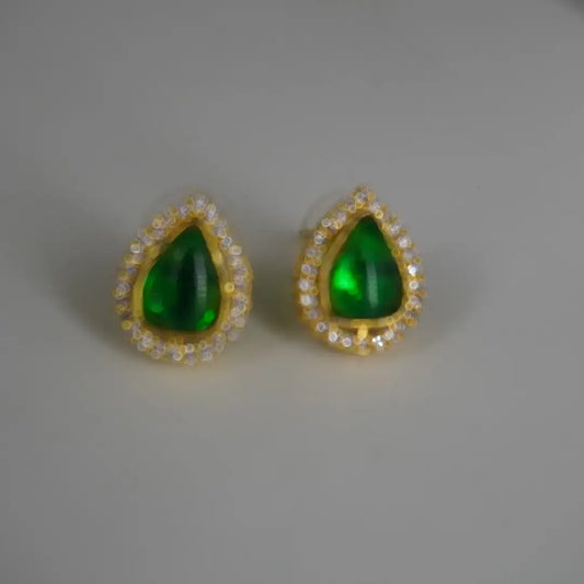 Green Kundan Two Step Necklace with Earrings Hk0387