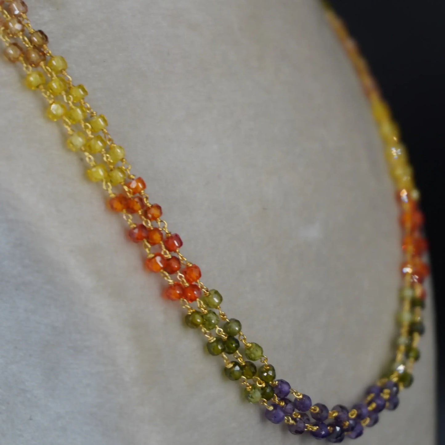 3Line Multi Color CZ Beads Chain  HK0392