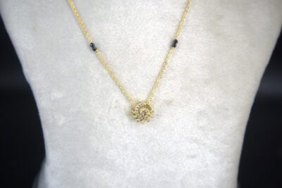 Beautiful Chakri CZ Pendent with Black Beads HK0446