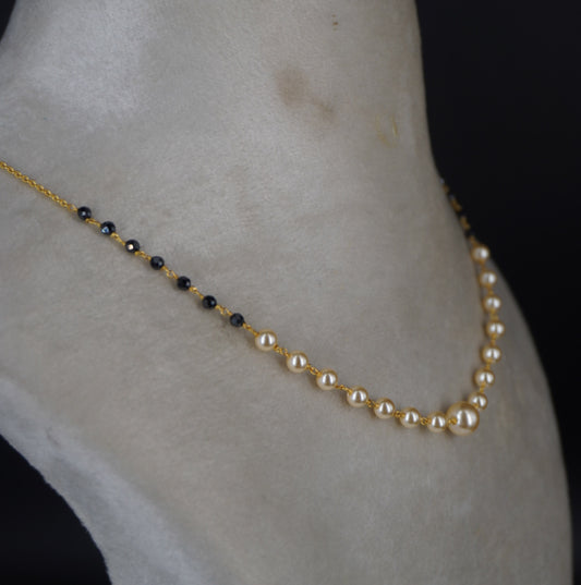 Black and white combination black beads