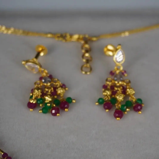 Ruby Emarald Elegent Necklace Earrings Hk0375